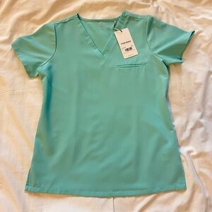 One Pocket Scrub Top - Aqua - XS